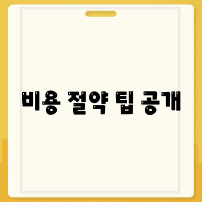 비용 절약 팁 공개