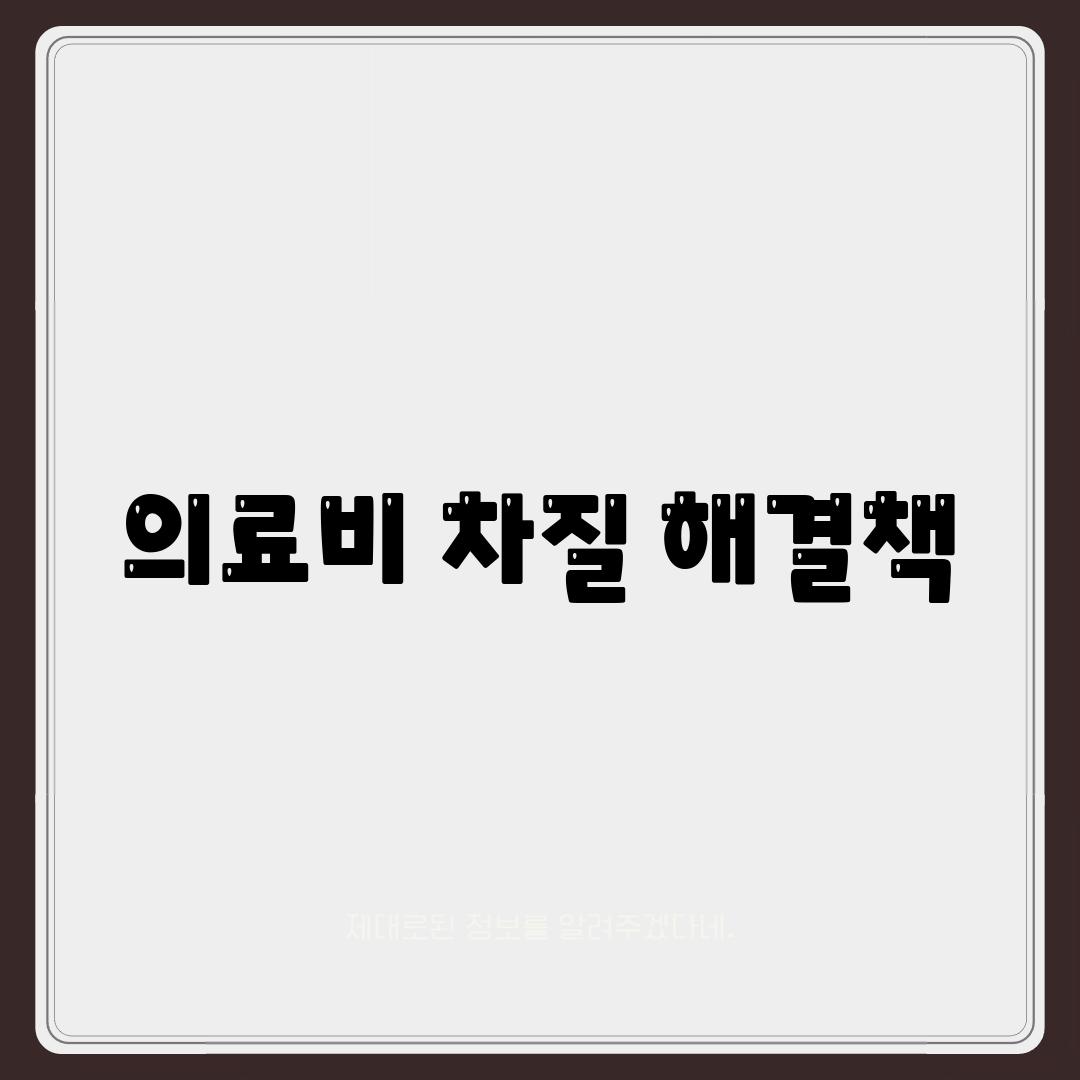 의료비 차질 해결책