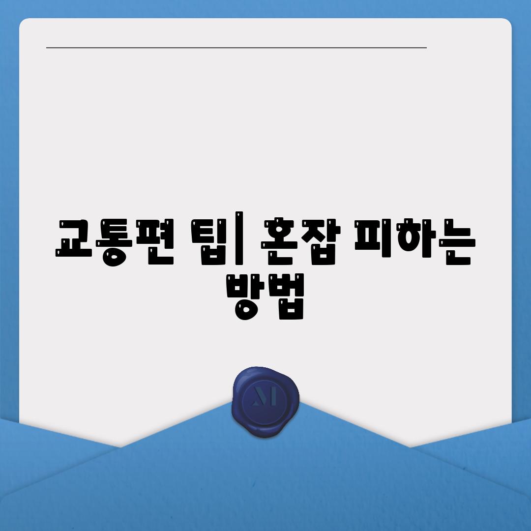 교통편 팁| 혼잡 피하는 방법