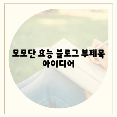 모모단 효능