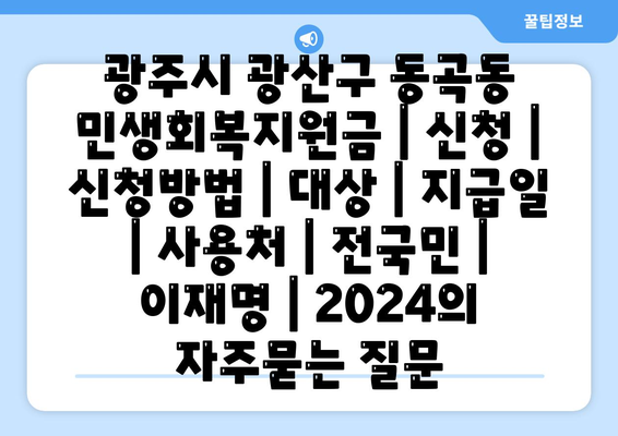 광주시 광산구 동곡동 민생회복지원금 | 신청 | 신청방법 | 대상 | 지급일 | 사용처 | 전국민 | 이재명 | 2024