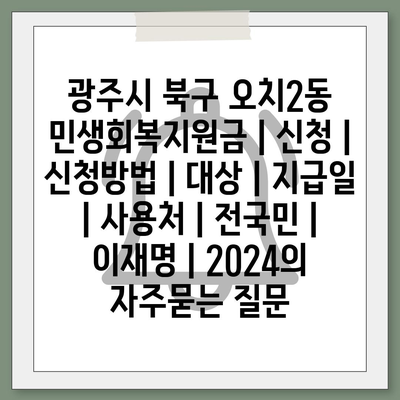 광주시 북구 오치2동 민생회복지원금 | 신청 | 신청방법 | 대상 | 지급일 | 사용처 | 전국민 | 이재명 | 2024