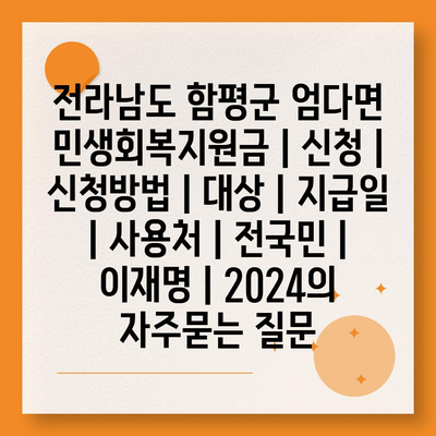 전라남도 함평군 엄다면 민생회복지원금 | 신청 | 신청방법 | 대상 | 지급일 | 사용처 | 전국민 | 이재명 | 2024