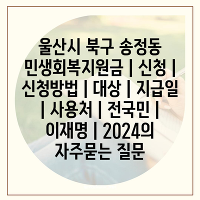 울산시 북구 송정동 민생회복지원금 | 신청 | 신청방법 | 대상 | 지급일 | 사용처 | 전국민 | 이재명 | 2024