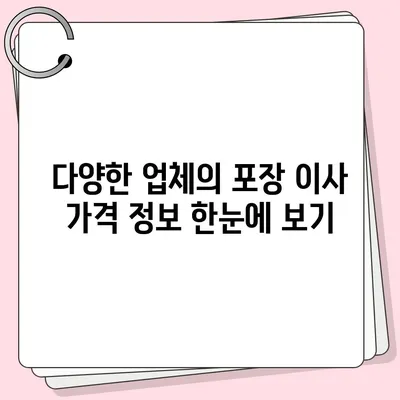 포장 이사 견적 비교 사이트, 가격 쉽게 확인