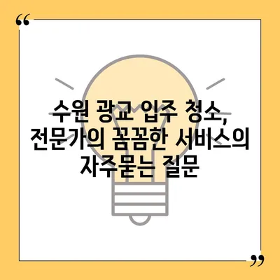 수원 광교 입주 청소, 전문가의 꼼꼼한 서비스