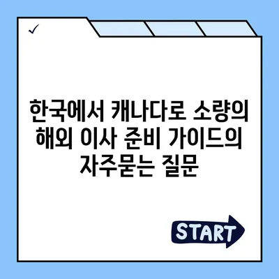 한국에서 캐나다로 소량의 해외 이사 준비 가이드