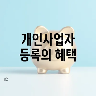 개인사업자 등록의 혜택