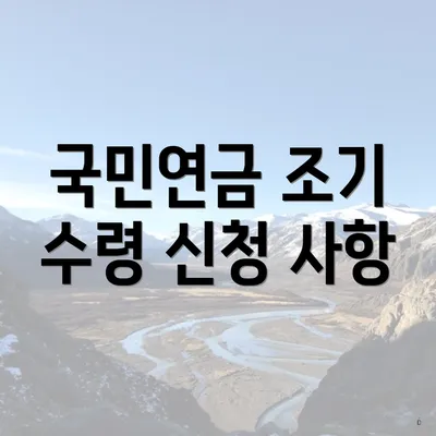 국민연금 조기 수령 신청 사항