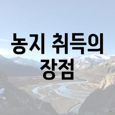 농지 취득의 장점