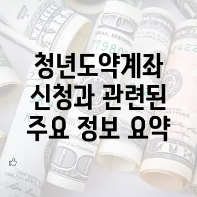 청년도약계좌 신청과 관련된 주요 정보 요약