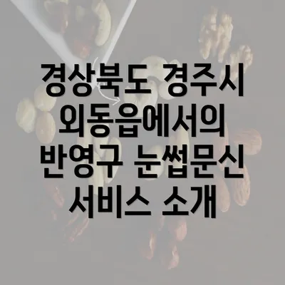 경상북도 경주시 외동읍에서의 반영구 눈썹문신 서비스 소개