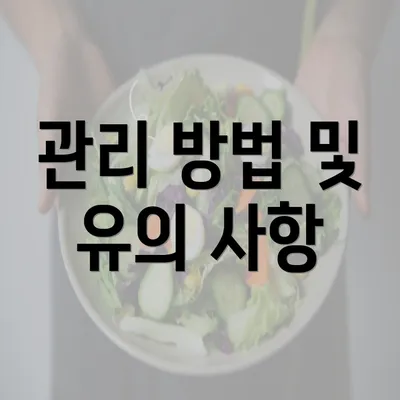 관리 방법 및 유의 사항