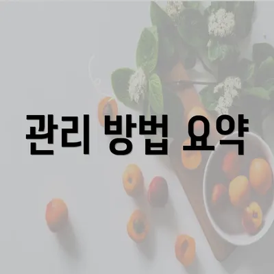 관리 방법 요약