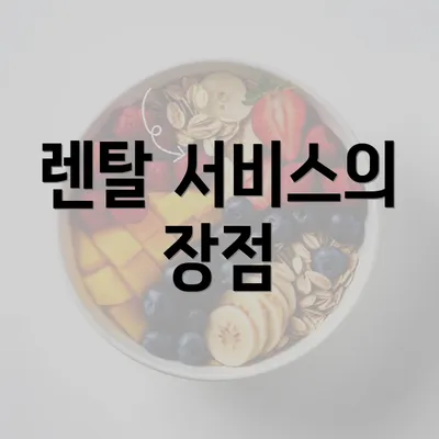 렌탈 서비스의 장점