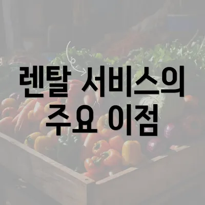 렌탈 서비스의 주요 이점