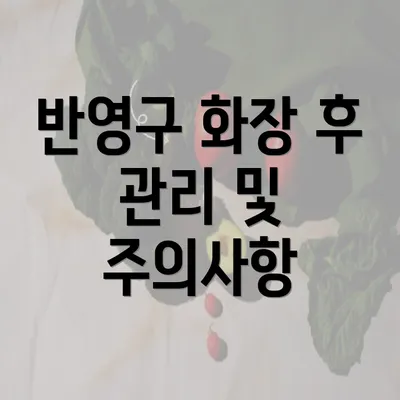 반영구 화장 후 관리 및 주의사항