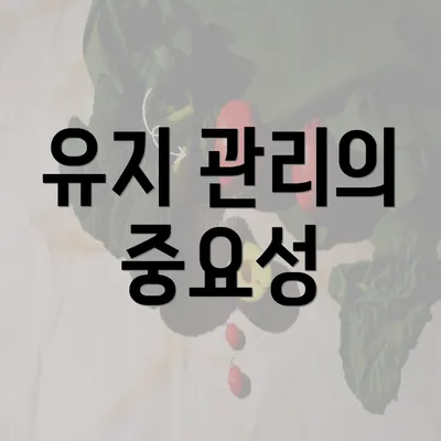 유지 관리의 중요성