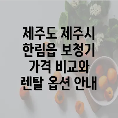 제주도 제주시 한림읍 보청기 가격 비교와 렌탈 옵션 안내