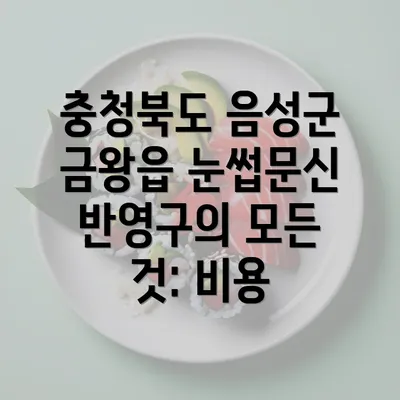 충청북도 음성군 금왕읍 눈썹문신 반영구의 모든 것: 비용