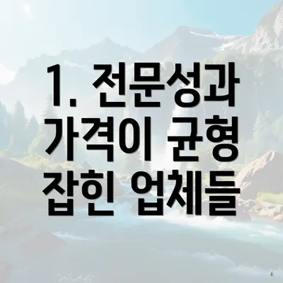 1. 전문성과 가격이 균형 잡힌 업체들