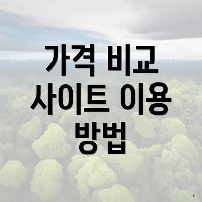 가격 비교 사이트 이용 방법