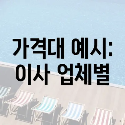 가격대 예시: 이사 업체별