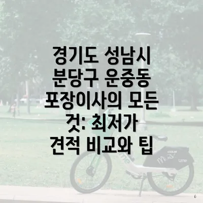 경기도 성남시 분당구 운중동 포장이사의 모든 것: 최저가 견적 비교와 팁