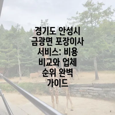 경기도 안성시 금광면 포장이사: 가격 알아보기