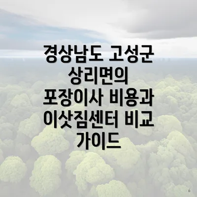 경상남도 고성군 상리면의 포장이사 비용과 이삿짐센터 비교 가이드