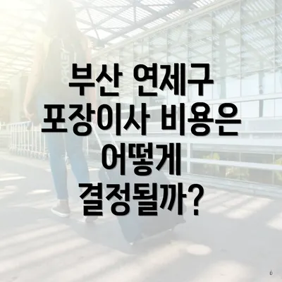 부산 연제구 포장이사 비용은 어떻게 결정될까?