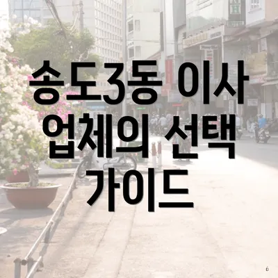 송도3동 이사 업체의 선택 가이드