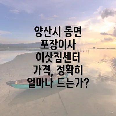 양산시 동면 포장이사 이삿짐센터 가격, 정확히 얼마나 드는가?