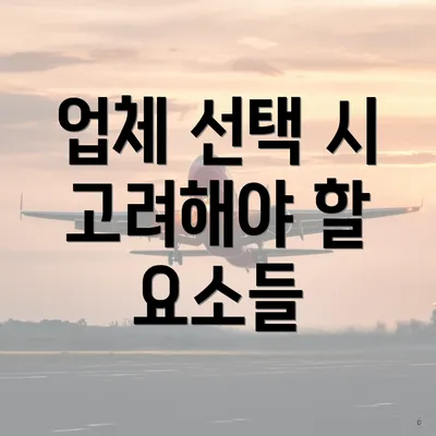 업체 선택 시 고려해야 할 요소들