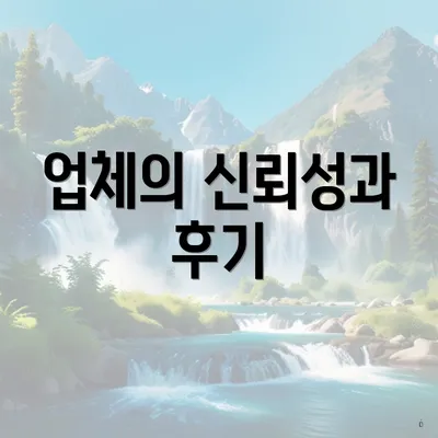 업체의 신뢰성과 후기