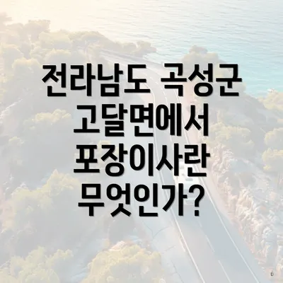 전라남도 곡성군 고달면에서 포장이사란 무엇인가?