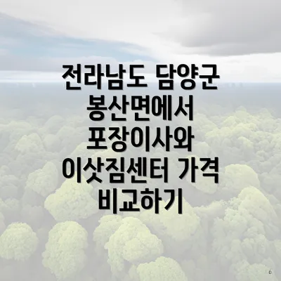 전라남도 담양군 봉산면에서 포장이사와 이삿짐센터 가격 비교하기