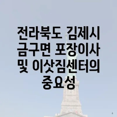 전라북도 김제시 금구면 포장이사 및 이삿짐센터의 중요성