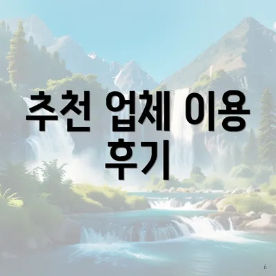 추천 업체 이용 후기