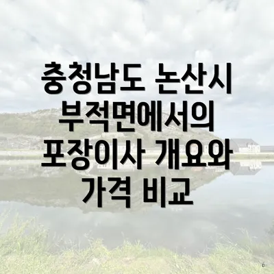 충청남도 논산시 부적면에서의 포장이사 개요와 가격 비교