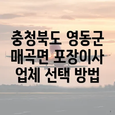 충청북도 영동군 매곡면 포장이사 업체 선택 방법