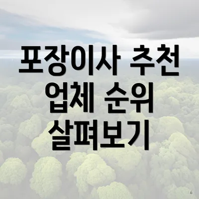 포장이사 추천 업체 순위 살펴보기