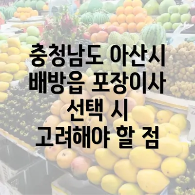 충청남도 아산시 배방읍 포장이사 선택 시 고려해야 할 점